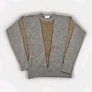 Vintage Men's London Fog Multicolor Print Acrylic Knit Sweater Size Large USA